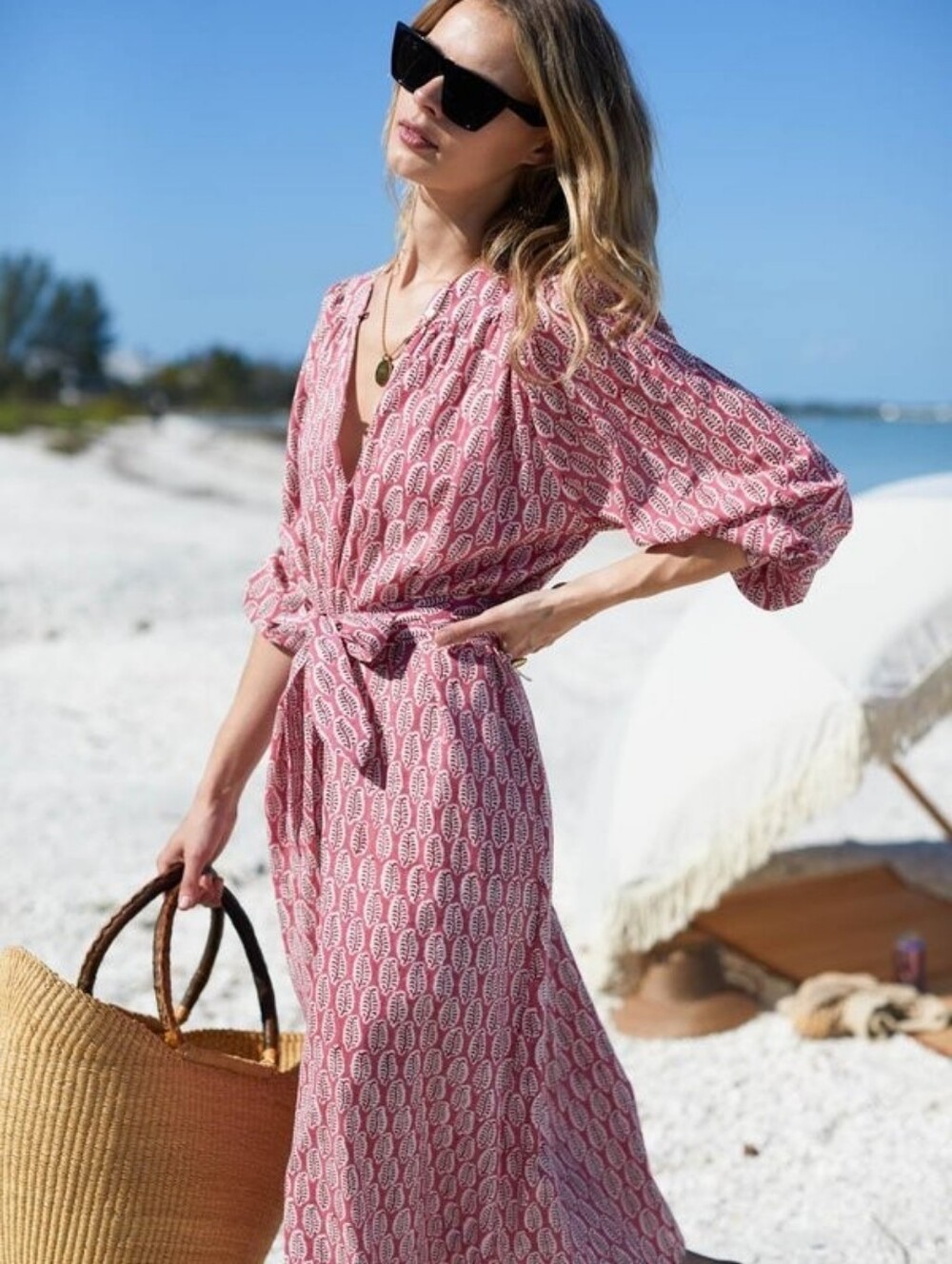 Emerson Fry India Collection Olympia Caftan Rosey Beach Resort Dress Size XS/S